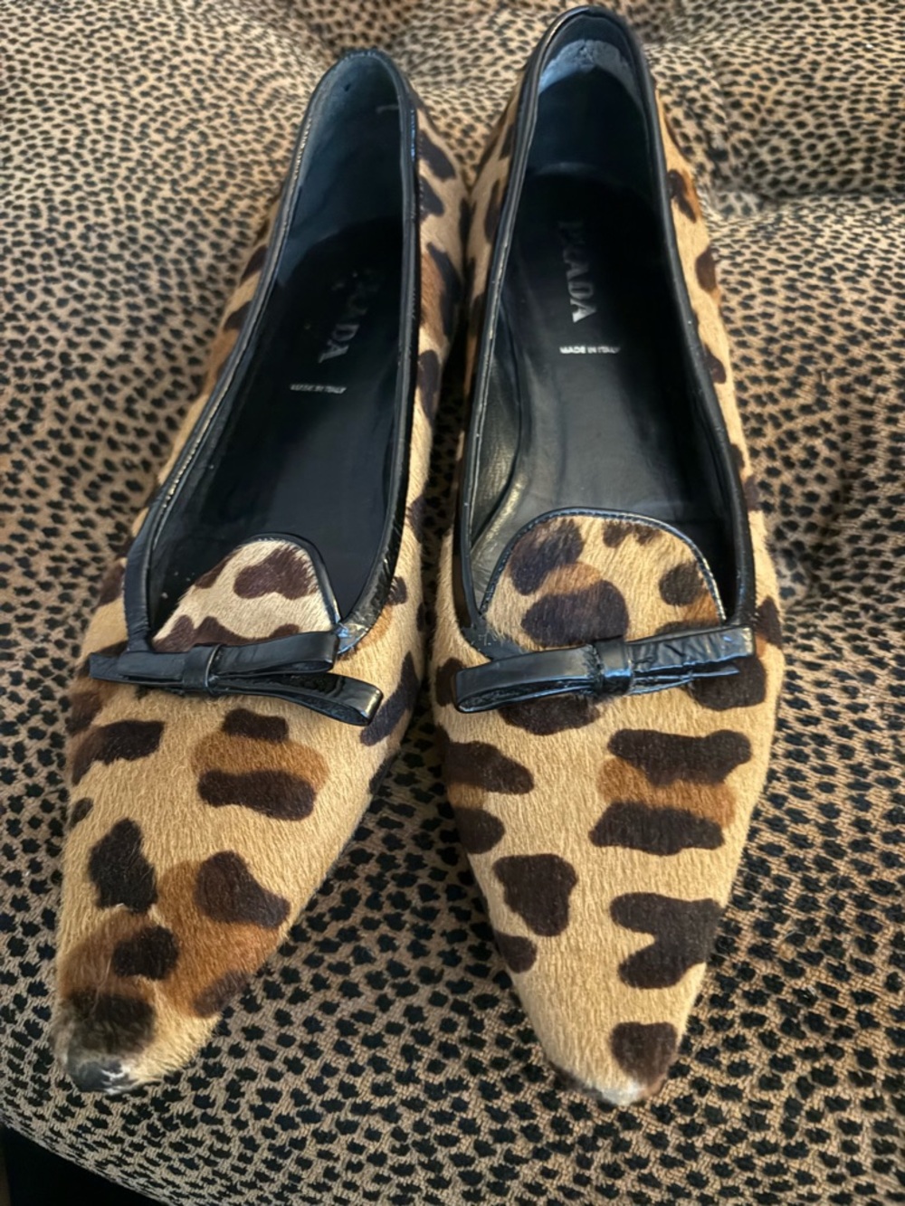 Prada vintage pony hair animal print flats Size 39